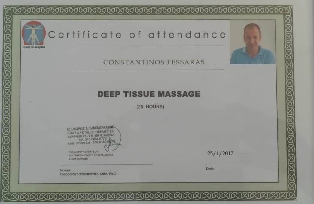 Deep Tissue Massage, 20 hours - Inner Therapies, Athens